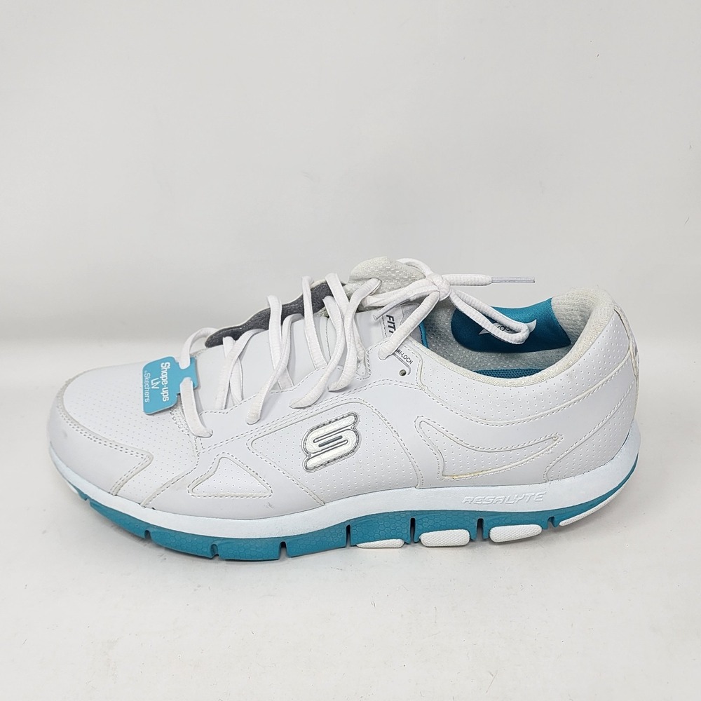 Skechers Shape Ups Liv Lucent Shoes Women's 11 White Turquoise Blue Lightweight